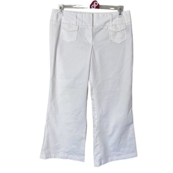 #206 STAR CITY white cropped wide leg trousers - Picture 1 of 9